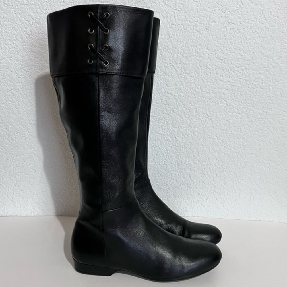 Enzo Angiolini Eazebby Black Leather Knee High Inside Zip Boots 5